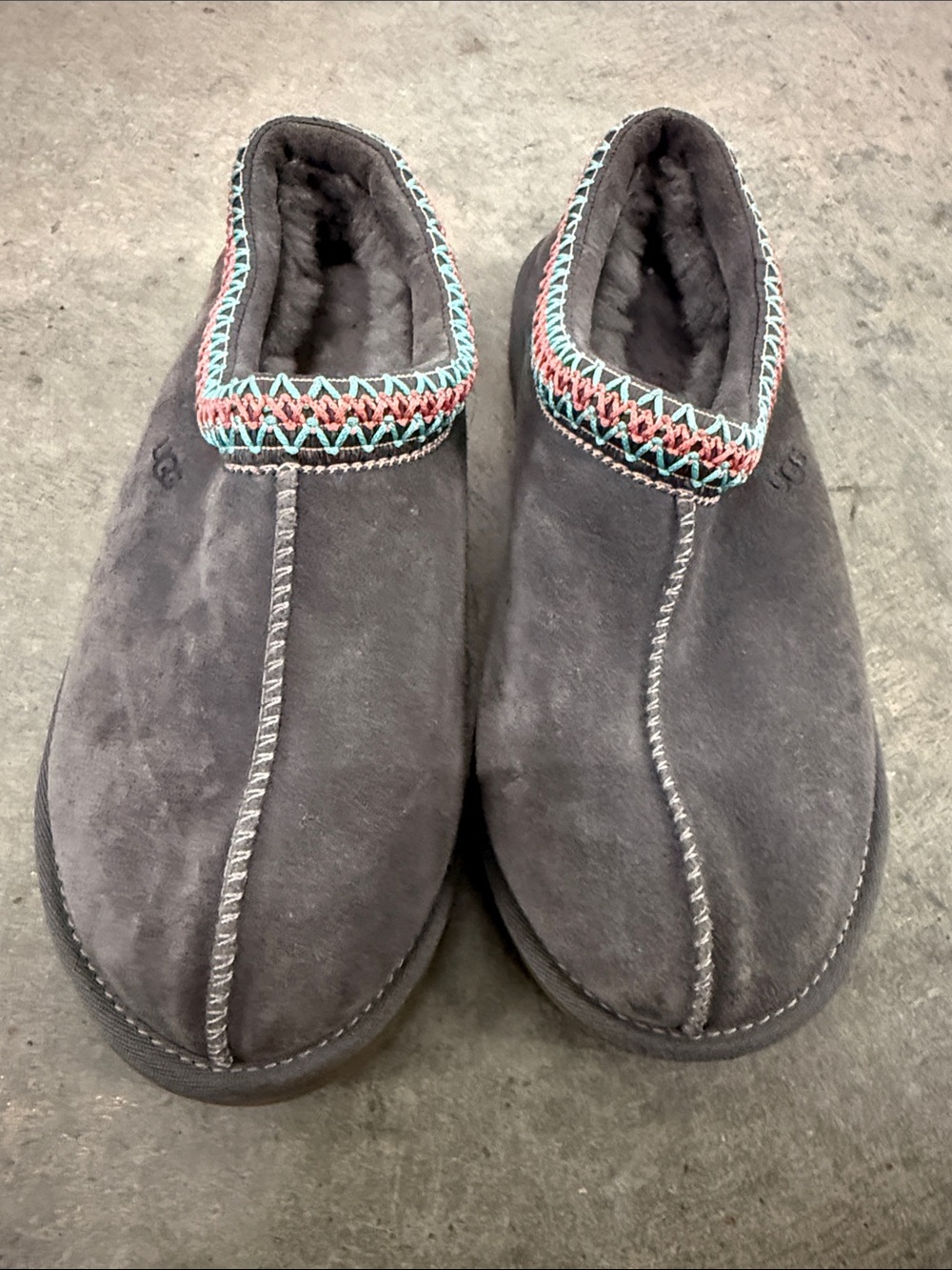 UGG Women's Charcoal Tasman Slippers with Multicolor Trim